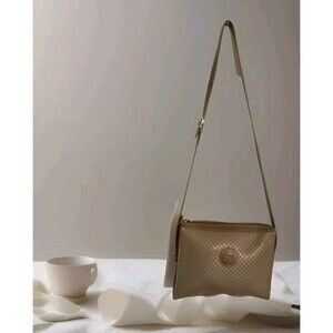 Hebe By Celia Crossbody Purse Brown Logo Zip Adjustable Strap Great Condition